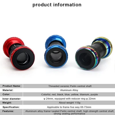 Ball Bearing Bottom Bracket Multi Color Cycling Parts BB52 Ceramic 110G - Image 1 of 4