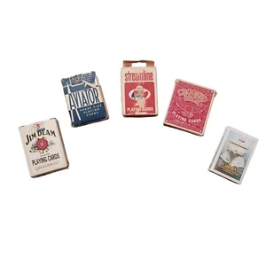 Vintage Playing Cards Lot of 5 Jim Beam Carnival Crooked Deck Streamline Aviator - Picture 1 of 11