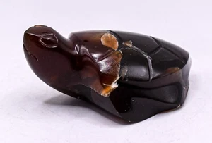Figura Tortuga Ámbar Naranja Negro 2.9" 225ct Piedra Preciosa Cristal Mineral Indonesia - Imagen 1 de 6