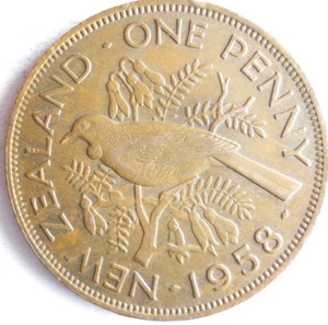 1958 NEW ZEALAND PENNY - Excellent Coin - FREE SHIP - New Zealand Bin #Z - Picture 1 of 2
