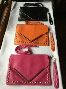 Large Envelope CLUTCH Bag ROCK STUD WRISTLET/SHOULDER Bag, Pink only - Picture 1 of 12