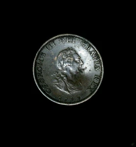 1799 Great Britain Farthing George III AU+ bent - Picture 1 of 2