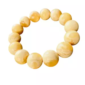White and Yellow Baltic Amber Beaded Bracelet - Picture 1 of 7