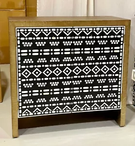 Bone Inlay 2 Door Cabinet - Tribal Pattern Living Room Furniture - Picture 1 of 14