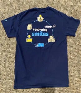 2019 Amazon PEAK Dark Blue T-Shirt Adult Small S Delivering Smiles Logo - Picture 1 of 6