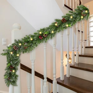 6FT Pre-Lit Christmas Garland with Berry Pine Cones Greenery Artificial Garland - Picture 1 of 7