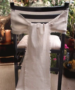 Natural Linen Ribbon Chair Sash Fringe Edge Table Runner - Choose Size - Picture 1 of 1