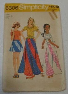 Simplicity 6306 Sewing Pattern Girl's Skirt & Blouse Sz. 7 Uncut Vintage - Picture 1 of 5