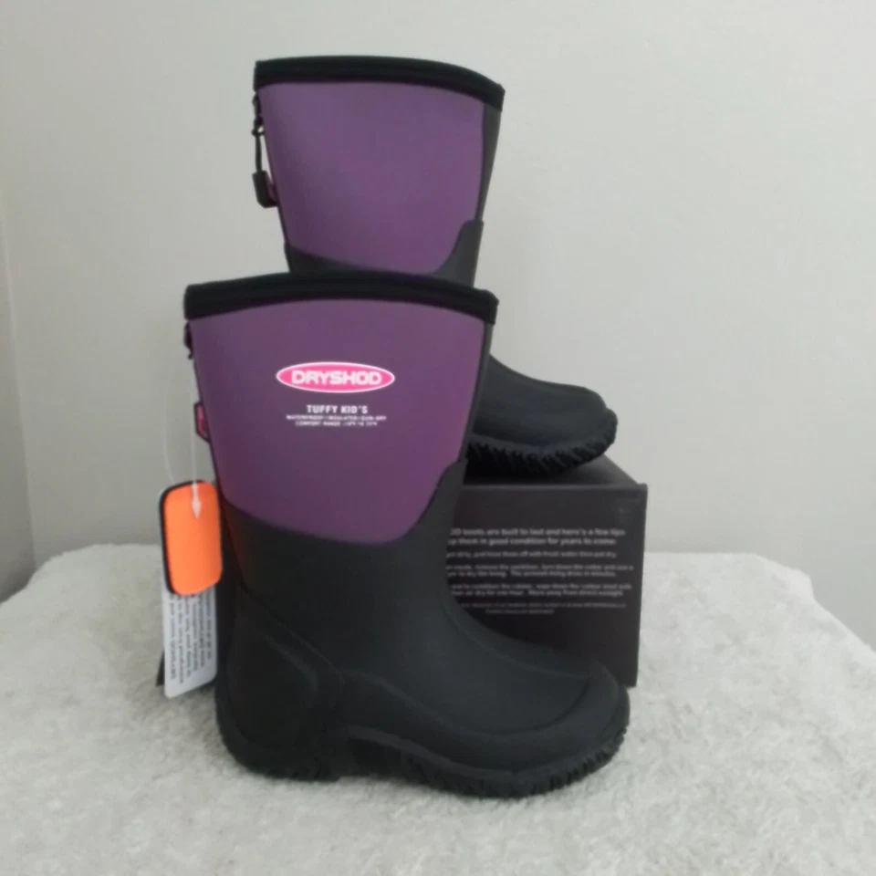 Dryshod Girls Tuffy Mid/hi Kids Foam Black/purple Farm BOOTS 12m