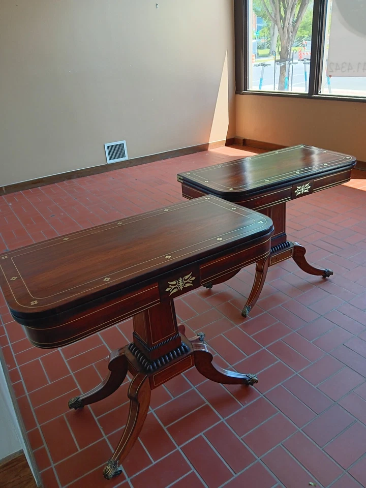 1835 年左右一双摄政折叠卡片桌 — 第 1/4 张图片