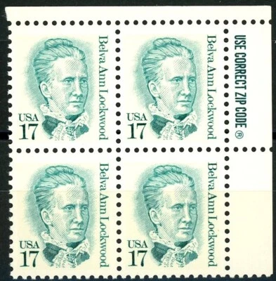 Belva Ann Lockwood ZIP Block Plate MNH Scott's 2178 All 4 Positions Available - Image 1 of 2