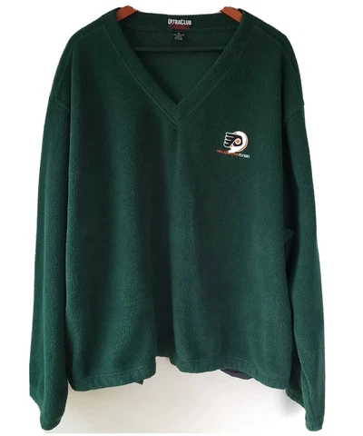 Vintage Men's Pullover Philadelphia Flyers V-Neck Fleece Green Size XL Cover