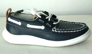 Youth Boy's Clarks Cloud Swing Boat Shoe Navy Leather Size: 9.5 Wide - Picture 1 of 4