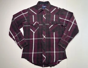 Vintage Wrangler Western Shirt Pearl Snap X Long Tails 16 34 Heavy Weight Cotton - Picture 1 of 5