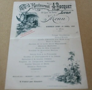 Menü vom 16. April 1997 Restaurant A BOCQUET 32 Quai de SERIN LYON - Bild 1 von 2