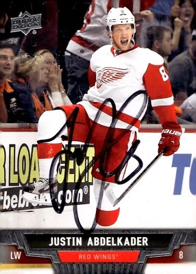 Justin Abdelkader - Signed 2013-14 Upper Deck Series 1 Card #102 - Image 1 of 2