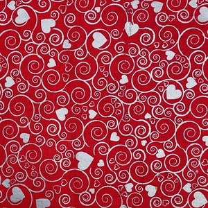 Valentine Love Hot Pink Hearts Silver Metallic Cotton Quilting Fabric 43x26 - Picture 1 of 6