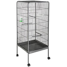 Large bird aviary cage on wheels silver anthracite steel 146cm high parrot birds