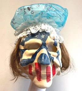 Die Forever Säuberung Maske Halloween American Flag Stars & Streifen Perücke & - Picture 1 of 8