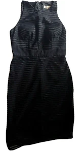 NWT Aidan by Aidan Mattox Size 10 Black Ribbed Shift Dress - Picture 1 of 2