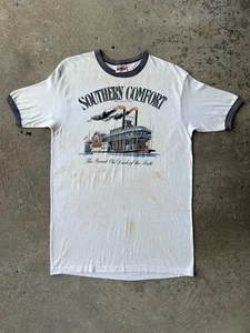Vintage 70's Southern Comfort T Shirt Single Stitch Ringer Tee Thrashed Grunge - Picture 1 of 14