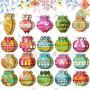 40 Pcs Easter Hanging Ornaments for Tree Easter Wooden Egg Hanging Decorations S - Picture 1 of 12