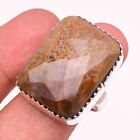 Yellow Moss Agate Gemstone 925 Sterling Silver Handmade Jewelry Ring Size 7