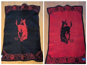 Pendleton Let Er Buck Round Up 100 Year Centennial Wool Blanket Red 28 x 42 In - Picture 1 of 9