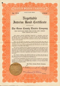 Certificado eléctrico del condado de Ocean firmado por Edmund S Fritz - Imagen 1 de 1
