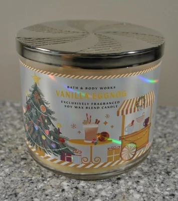Vela perfumada grande de 3 mechas Bath & Body Works VANILLA EGGNOG 14,5 OZ Foto 1 de 4