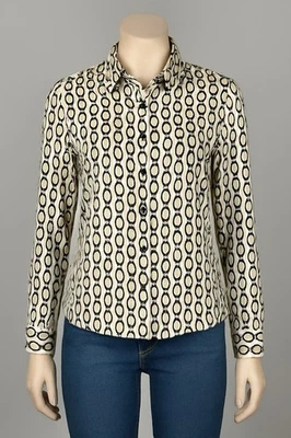 Blusa para mujer XS Cupcakes y cachemir con estampado de eslabones de cadena con botones aspecto satinado Foto 1 de 4