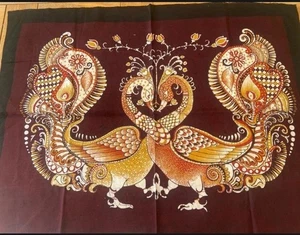 Kalamkari Art Peacocks Cotton Fabric Piece - Picture 1 of 7