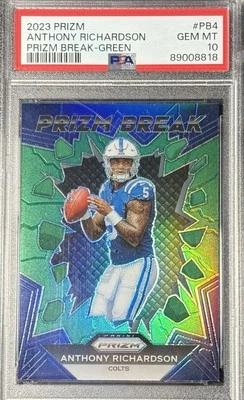 Anthony Richardson 2023 Panini Prizm Green Prizm Break Rookie Card PSA Gem 10 - Image 1 of 2