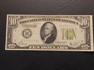 1928c $10 Light Green Seal Federal Reserve Note- BA Block - Picture 1 of 6