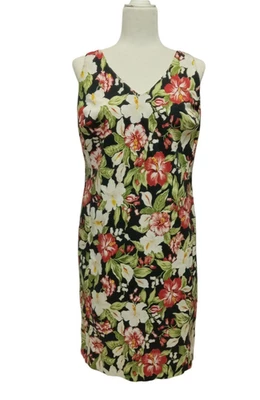 Vestido ajustado Jones New York 16W algodón multicolor estampado tropical sin mangas Foto 1 de 4