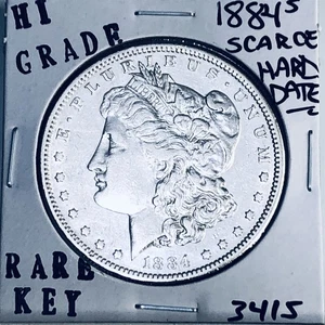 1884 S MORGAN SILVER DOLLAR HI GRADE GENUINE U.S. MINT RARE KEY COIN 3415 - Picture 1 of 3