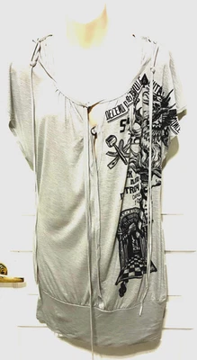 Túnica Larga Vintage Salvage Y2K Para Mujer M Top Grunge Gris Buscar y Destruir EE. UU. Foto 1 de 4