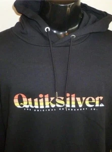 Quicksilver Mens Black Hooded Sweatshirt Hoodie Pullover Size Medium M New Tags - Picture 1 of 6