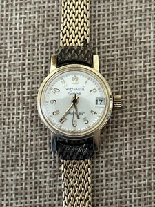 RAR Wittnauer Geneve Automatik Uhr 10K Gold Filled Day Vintage FUNKTIONIERT SWISS - Bild 1 von 12