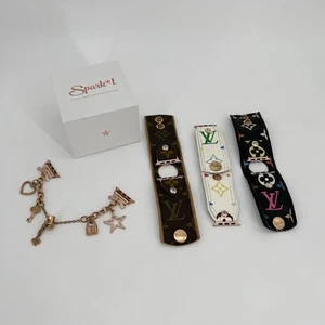 Spark*l Bands 3 Upcycled Louis Vutton Apple Watch Band Charm Bracelet Included - Picture 1 of 17