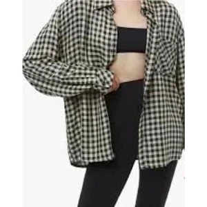 WEWOREWHAT BOYFRIEND SHIRT HERRINGBONE SCHWARZ, KHAKI GR. XXS/S - Bild 1 von 2