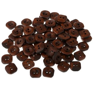 100 Pieces Vintage 2 Holes Square Wooden Buttons For Sewing - Picture 1 of 5