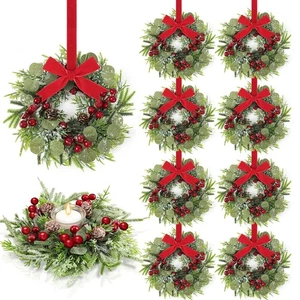 Coronas artificiales de Navidad de 8 piezas de 9 pulgadas para gabinete de cocina Norfolk Pine Ga... - Imagen 1 de 7