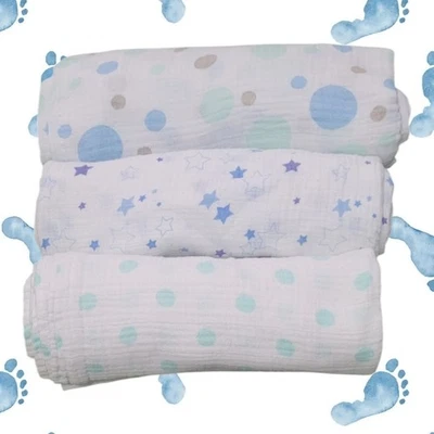 Paquete de mantas de muselina Swaddle para niños con sombrero y babero Foto 1 de 4
