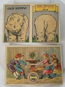 2 Antique-Vintage Advertising Trade Card Style Merrick & Hippo Clarks Thread - Picture 1 of 2