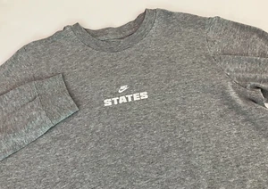 THE NIKE TEE Crewneck Shirt Youth LARGE Gray Long Sleeve Cotton GraphicUS Soccer - Picture 1 of 10