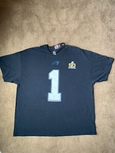 Carolina Panthers Cam Newton #1 Super Bowl T-Shirt Black Size 2XL NFL Football