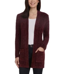 Matty M Damen Chenille Cardigan vorne offen Mitte Oberschenkellang NEU PORT SMALL - Bild 1 von 5