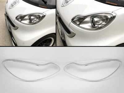 Chrome Head lights Lamps Surround Frame Rims Fits SMART Fortwo 451 07-14 - Imagem 1 de 4