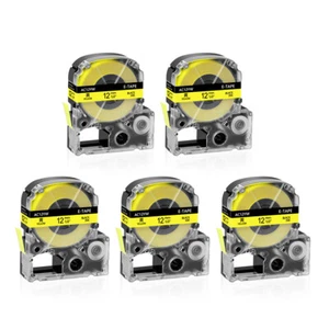 5PK Compatible para K-Sun 212BY Epson 212BYPX PX Negro sobre Amarillo 1/2" Cinta de Etiqueta - Imagen 1 de 11